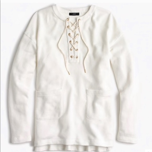 J Crew White String Lace Up Long Sleeve 